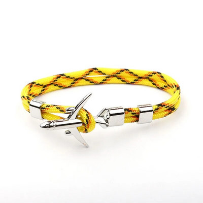 Báj Színes kötéllánc Repülőgép horgony karkötők nőknek Többrétegű fonott karkötő Férfi Divatos ékszerek Ajándékok Pulseras 19cm