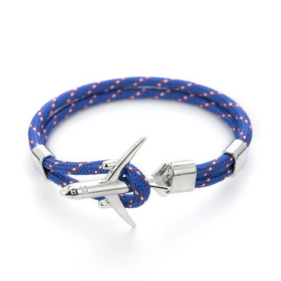 Báj Színes kötéllánc Repülőgép horgony karkötők nőknek Többrétegű fonott karkötő Férfi Divatos ékszerek Ajándékok Pulseras 19cm