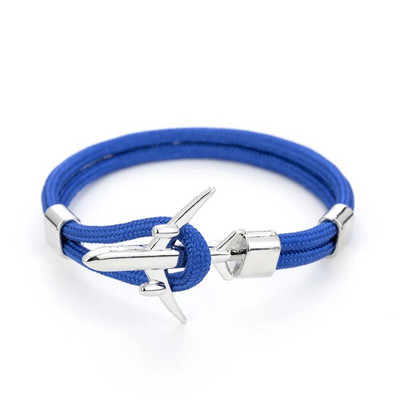 Báj Színes kötéllánc Repülőgép horgony karkötők nőknek Többrétegű fonott karkötő Férfi Divatos ékszerek Ajándékok Pulseras 19cm