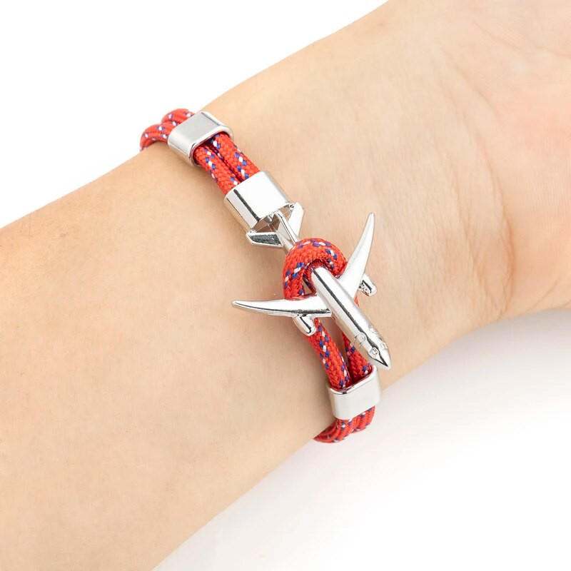 Báj Színes kötéllánc Repülőgép horgony karkötők nőknek Többrétegű fonott karkötő Férfi Divatos ékszerek Ajándékok Pulseras 19cm