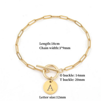 Fashion 26 Heart Initial Letter Charm Γυναικείο βραχιόλι Classic Toggle κουμπώματα Βραχιόλι με αλυσίδα από ανοξείδωτο ατσάλι για γυναίκες Δώρο κοσμήματος