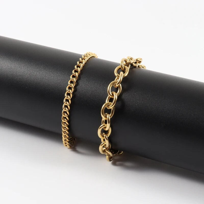 Nauja klasikinė O šoninė grandinėlės apyrankė moterims rankų darbo aukso spalvos nerūdijančio plieno grandinės apyrankė moterims papuošalų dovana