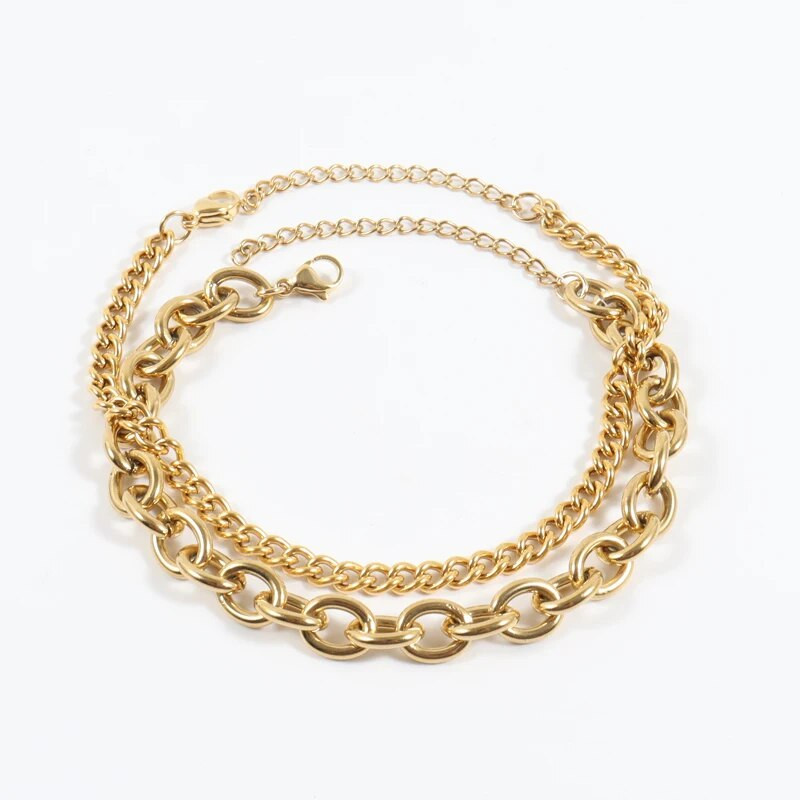 Nauja klasikinė O šoninė grandinėlės apyrankė moterims rankų darbo aukso spalvos nerūdijančio plieno grandinės apyrankė moterims papuošalų dovana