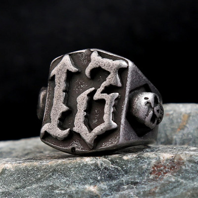 Punk Vintage szerencsés számgyűrű férfiaknak női 316L rozsdamentes acél koponya pár gyűrűk divat amulett ékszerek ajándékok dropshipping