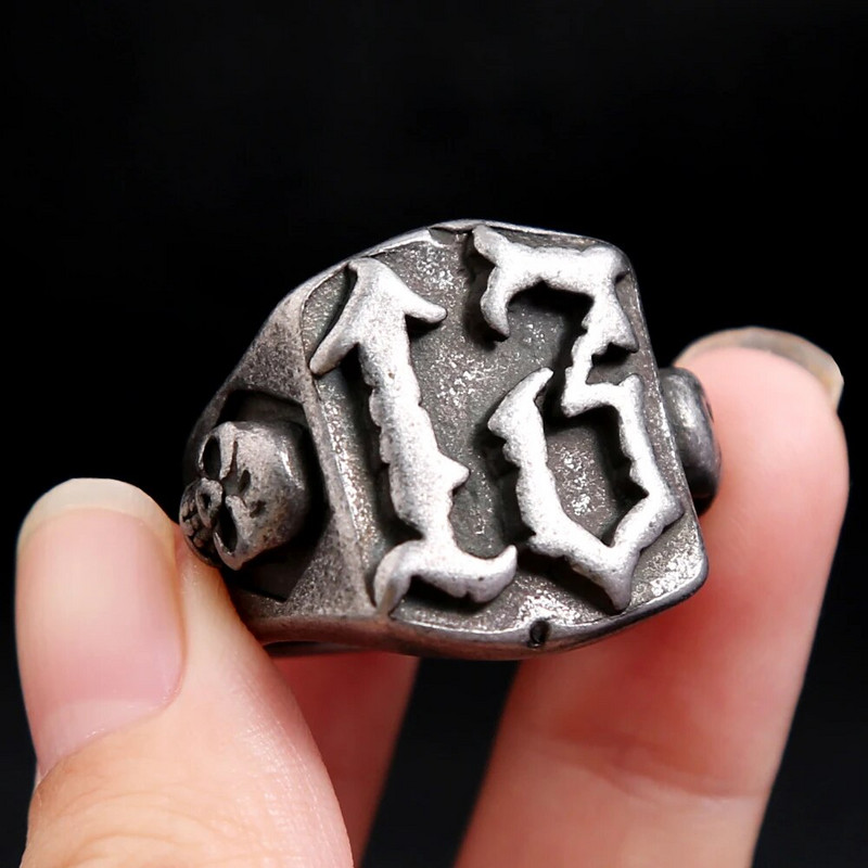 Panka vintage laimīgā numura gredzens vīriešiem, sievietēm