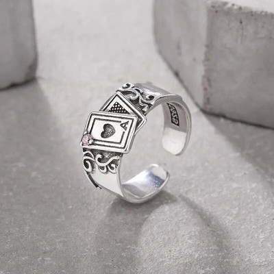 Vintage τραπουλόχαρτα δαχτυλίδια για γυναίκες κορίτσια Άντρες Ace of Spades Πόκερ Ανοιχτή μανσέτα Δαχτυλίδι κοσμήματος