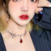 Modes personība zirnekļa asins pilienu kulons kaklarota sievietēm hiphopa sarkanā kristāla tauriņa apkakle ķēde ballītes šarms rotaslietas dāvana