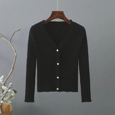 Ikdienas vienkrāsains, mīksts akrils, trikotāžas sieviešu džemperis, ar V veida kakla izgriezumu, garām piedurknēm, šiks korejiešu modes īsa jaka, mētelis.