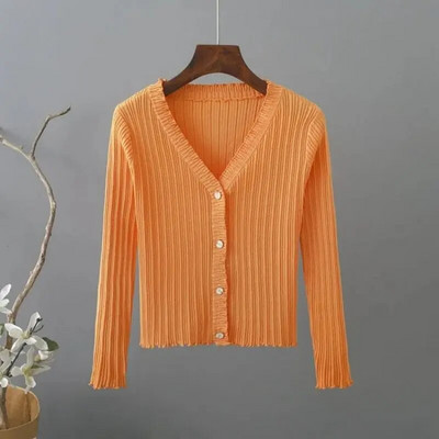 Ikdienas vienkrāsains, mīksts akrils, trikotāžas sieviešu džemperis, ar V veida kakla izgriezumu, garām piedurknēm, šiks korejiešu modes īsa jaka, mētelis.