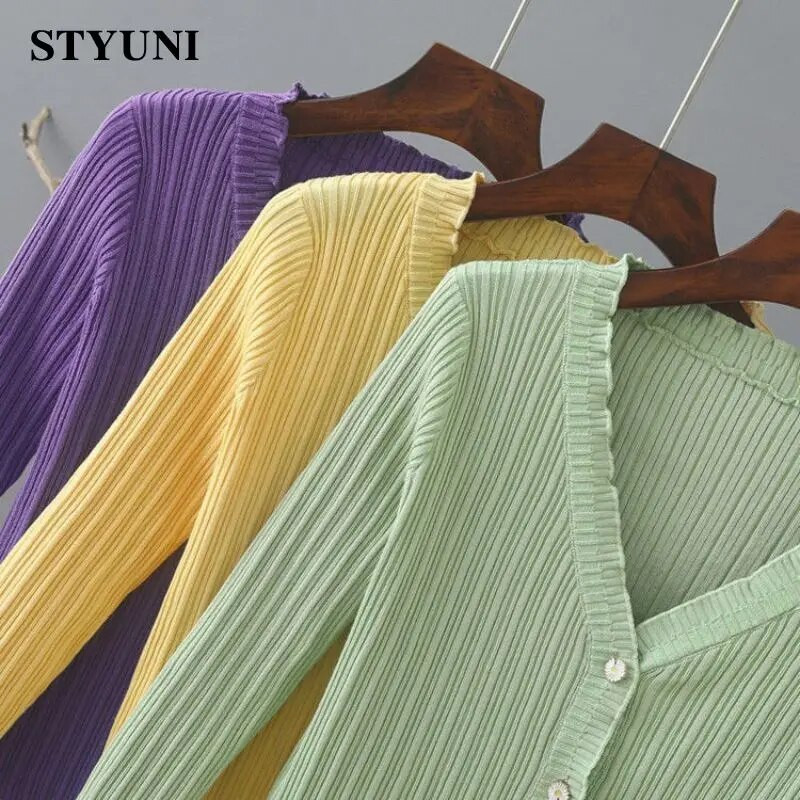 Ikdienas vienkrāsains, mīksts akrils, trikotāžas sieviešu džemperis, ar V veida kakla izgriezumu, garām piedurknēm, šiks korejiešu modes īsa jaka, mētelis.