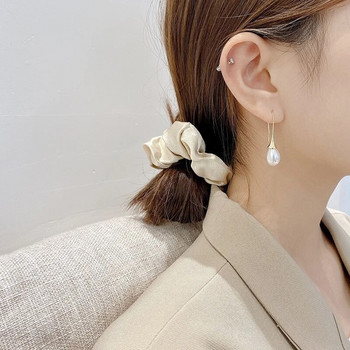 Корейска мода Усъвършенствани перлени обеци с водни капки за жени Френски подарък за Свети Валентин Годишнина Бижута Pendientes Mujer