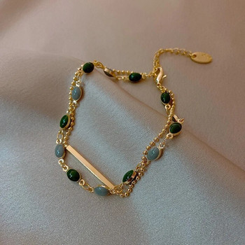 Μόδα βραχιόλι με πράσινες χάντρες για γυναίκες βραχιόλια με μεταλλική αλυσίδα Βραχιόλια βραχιόλια 2023 Trend κοσμήματα
