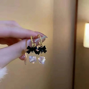 Πολυτελή κοσμήματα για γυναίκες Κορεάτικα μαύρα σκουλαρίκια με κουμπιά αυτιού με μπάλα ζιργκόν για κορίτσια Αξεσουάρ κοσμήματα γάμου
