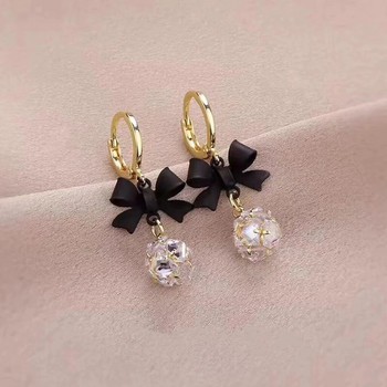Πολυτελή κοσμήματα για γυναίκες Κορεάτικα μαύρα σκουλαρίκια με κουμπιά αυτιού με μπάλα ζιργκόν για κορίτσια Αξεσουάρ κοσμήματα γάμου