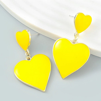 Καρδιά Φούξια Μπλε Κίτρινο Σκουλαρίκια Δήλωση αγάπης Γάμος Γεωμετρική Καρδιά Βοημίας Vintage Trend Γυναικεία καλοκαιρινά κοσμήματα