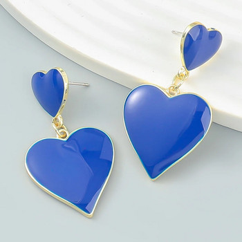 Καρδιά Φούξια Μπλε Κίτρινο Σκουλαρίκια Δήλωση αγάπης Γάμος Γεωμετρική Καρδιά Βοημίας Vintage Trend Γυναικεία καλοκαιρινά κοσμήματα