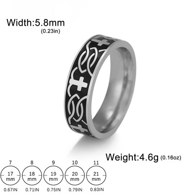 COOLTIME graviruoti krikščioniški kryžiaus žiedai vyrams, 6 mm pločio, nerūdijančio plieno Jėzaus kryžiaus pirštų žiedas Nauji pankų papuošalai gimtadienio dovana