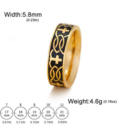 COOLTIME graviruoti krikščioniški kryžiaus žiedai vyrams, 6 mm pločio, nerūdijančio plieno Jėzaus kryžiaus pirštų žiedas Nauji pankų papuošalai gimtadienio dovana