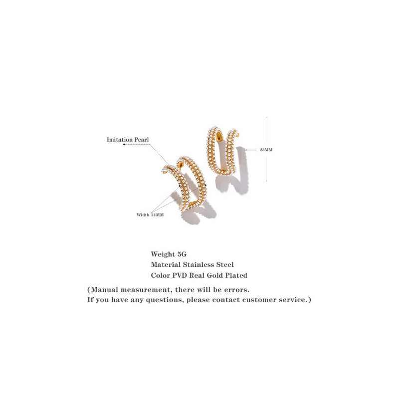 Yhpup elegantsed imitatsioonipärlid roostevabast terasest kullavärvi rõngaskõrvarõngad 18K plaaditud mood romantilised võluvad ehted naistele kingitus