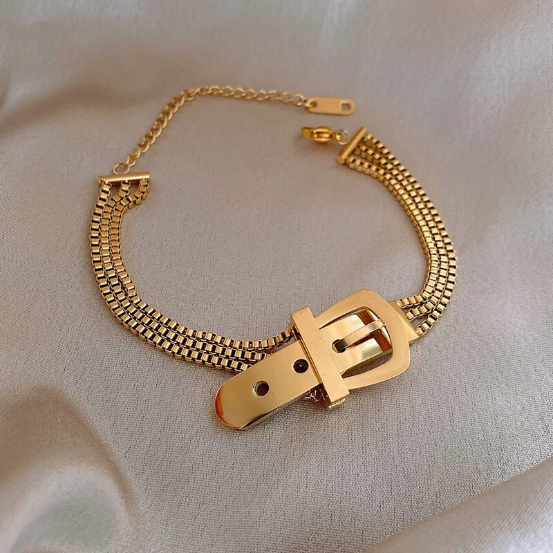 2023. aasta roostevabast terasest isikupära vööpandlaga käevõru Korea lihtne metsik mitmekihiline ketiga käevõru kaunistustarvikud, kingitus