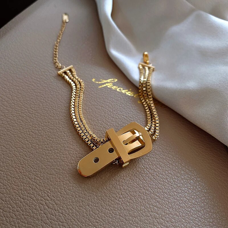 2023. aasta roostevabast terasest isikupära vööpandlaga käevõru Korea lihtne metsik mitmekihiline ketiga käevõru kaunistustarvikud, kingitus