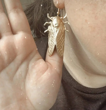 Insect Golden Cicada Dangle Earrings Vintage Χειροποίητα Γιγαντιαία Σκουλαρίκια Τζίτζιτζι για γυναίκες Pendientes Mujer Moda 2023 Earring Charms