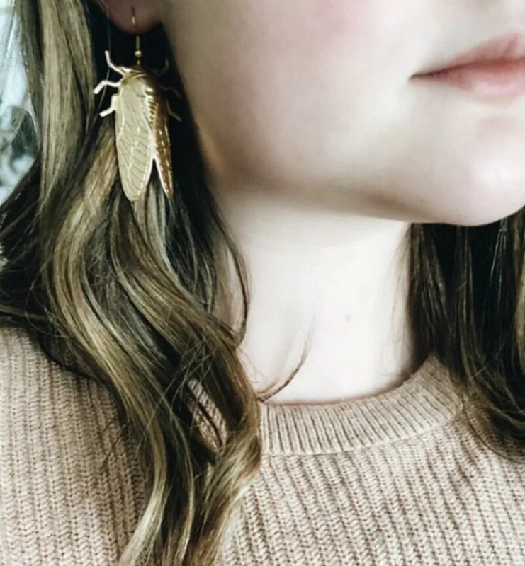 Insect Golden Cicada Dangle Earrings Vintage Χειροποίητα Γιγαντιαία Σκουλαρίκια Τζίτζιτζι για γυναίκες Pendientes Mujer Moda 2023 Earring Charms