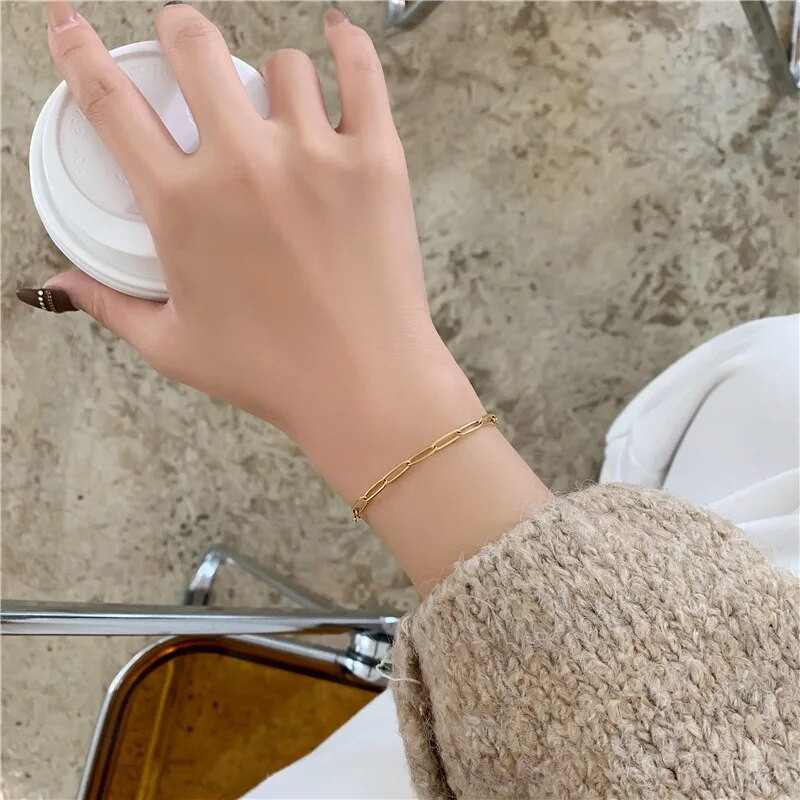 Moodsad roostevabast terasest kullavärvi Lucky Charm käevõru ehted naiselikule tüdrukule Boho Link kett käevõru Drop Shipping