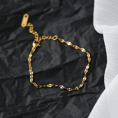 Bezmaksas piegāde Nerūsējošā tērauda zelta rokassprādzes Luksusa dizaina Flash Ripple dzirkstoša ķēdes rokassprādze sievietēm Minimālisma rotaslietas