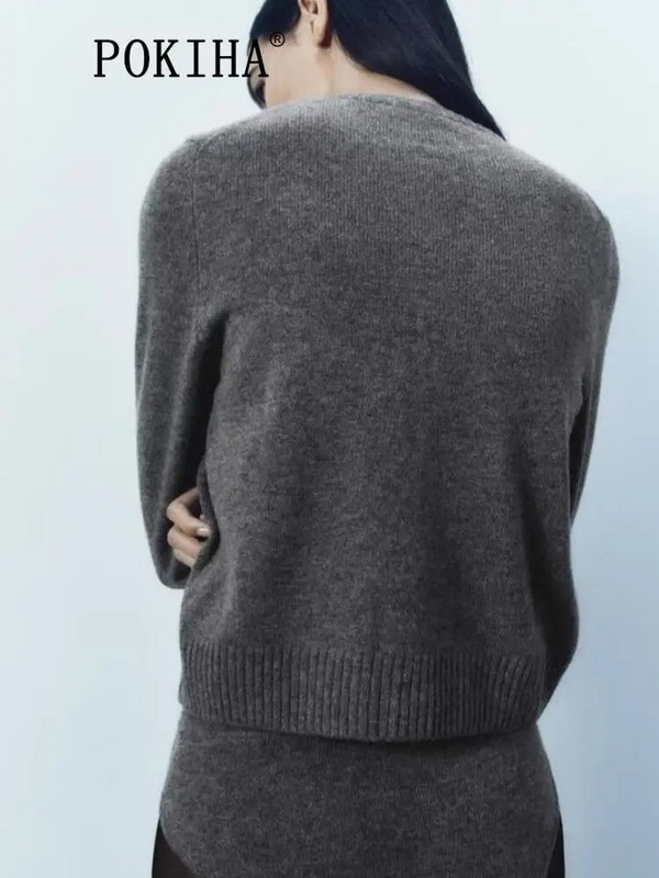 Pokiha Fashion naiste uus elegantne villane kootud kardigan kampsun Vintage vabaaja kaelaga pikkade varrukatega naiste nööbiga ülerõivad šikk