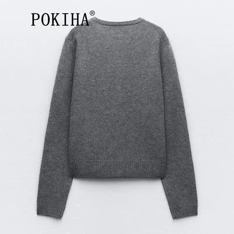 Pokiha Fashion naiste uus elegantne villane kootud kardigan kampsun Vintage vabaaja kaelaga pikkade varrukatega naiste nööbiga ülerõivad šikk