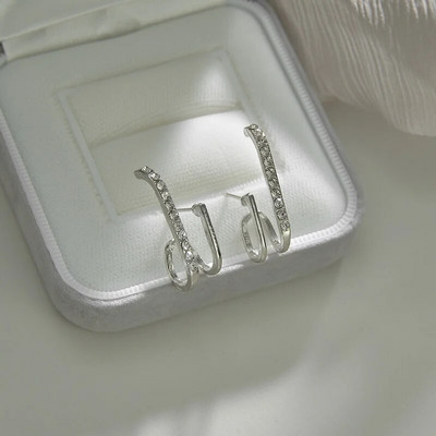 Korejiešu auskaru nags auss āķis klips auskari sievietēm četru dakšu iestatījums Cz zelta krāsas auskari Modes rotaslietas dāvana