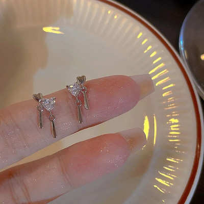 Korejiešu auskaru nags auss āķis klips auskari sievietēm četru dakšu iestatījums Cz zelta krāsas auskari Modes rotaslietas dāvana