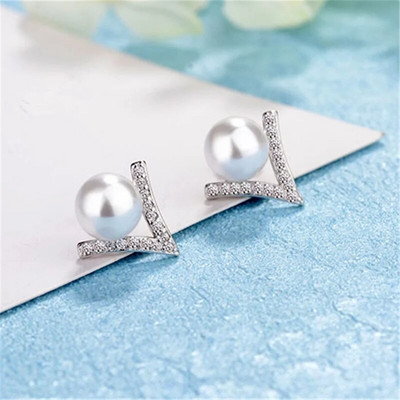 Luksusa radoši V-veida trīsstūra formas pērļu auskari sievietēm Vintage Statement auskari Rotaslietas Pendientes Mujer