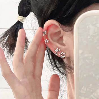 Sweet Cool Y2k Αξεσουάρ Χαριτωμένα Star Pentagram Stud σκουλαρίκια Γυαλιστερά στρας Lucky Star Moon Earings for Women Κορεατικά κοσμήματα