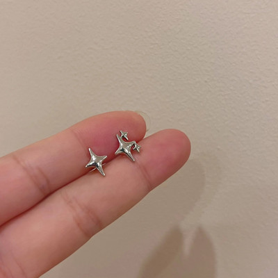 Сладки готини Y2k аксесоари Сладки звездни пентаграмни обеци с лъскави кристали Lucky Star Лунни обеци за жени Корейски бижута
