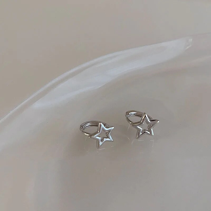 Sweet Cool Y2k Aksesuāri Cute Star Pentagram Stud Stud Auskari Spīdīgs Rhinestone Lucky Star Moon Auskari sievietēm Korejiešu rotaslietas