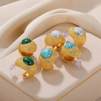Обеци с обръч от естествен камък за жени Винтидж златен цвят пиърсинг бижута Естетичен подарък Aretes De Mujer 2023 г. Нова безплатна доставка