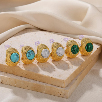 Обеци с обръч от естествен камък за жени Винтидж златен цвят пиърсинг бижута Естетичен подарък Aretes De Mujer 2023 г. Нова безплатна доставка