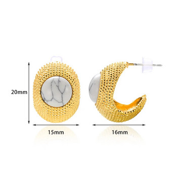 Γυναικεία σκουλαρίκια με κρίκους από φυσική πέτρα Vintage Χρυσό Χρώμα Piercing Κοσμήματα Αισθητικό Δώρο Aretes De Mujer 2023 Νέα Δωρεάν αποστολή