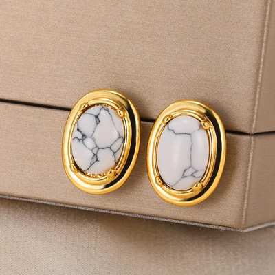 Γυναικεία σκουλαρίκια με κρίκους από φυσική πέτρα Vintage Χρυσό Χρώμα Piercing Κοσμήματα Αισθητικό Δώρο Aretes De Mujer 2023 Νέα Δωρεάν αποστολή