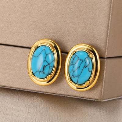 Γυναικεία σκουλαρίκια με κρίκους από φυσική πέτρα Vintage Χρυσό Χρώμα Piercing Κοσμήματα Αισθητικό Δώρο Aretes De Mujer 2023 Νέα Δωρεάν αποστολή