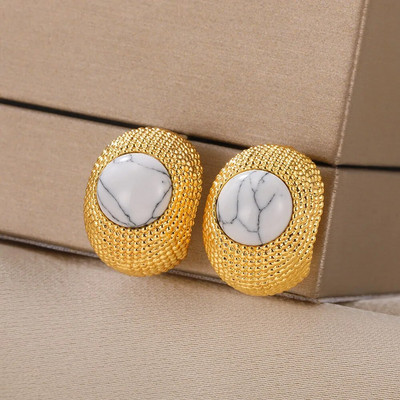 Γυναικεία σκουλαρίκια με κρίκους από φυσική πέτρα Vintage Χρυσό Χρώμα Piercing Κοσμήματα Αισθητικό Δώρο Aretes De Mujer 2023 Νέα Δωρεάν αποστολή