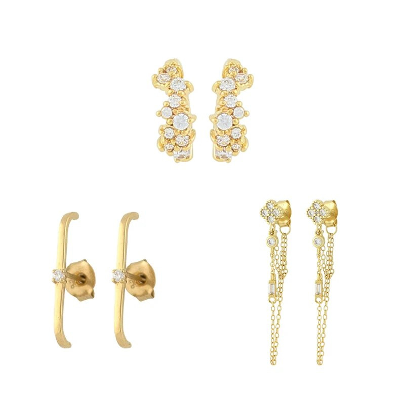 CRMYA επιχρυσωμένα καρφωτά σκουλαρίκια Γυναικεία Piercing Ζιργκόν Σκουλαρίκια με κρίκο σταγόνας Μόδα Κοσμήματα Pendientes Aretes