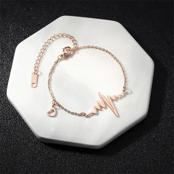 Βραχιόλια από ανοξείδωτο ατσάλι 2023 Heartbeat Fashion Chain Charm βραχιόλι για γυναίκες Κοσμήματα Γάμος Φίλοι σύζυγος Τα καλύτερα δώρα