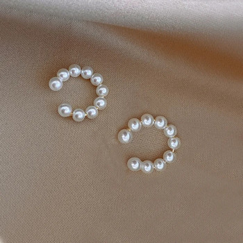 Κομψή απλή απομίμηση μαργαριτάρι μανσέτα στο αυτί Fake piercing clip σε σκουλαρίκια για γυναίκες μόδα Κορεατικά γλυκά σκουλαρίκια γάμου Κοσμήματα