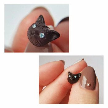 1 Ζευγάρι Fashion Lovely Cat Ear Studs Σκουλαρίκια με σχέδιο μόδας 3 χρωμάτων Studs αυτιών Cat
