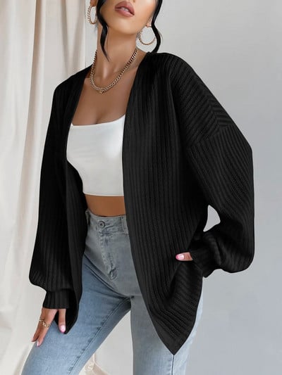 Naiste 2023. aasta sügistalv pikkade varrukatega, eest lahtine vabaaja kerge ja pehme kampsun, ülerõivad