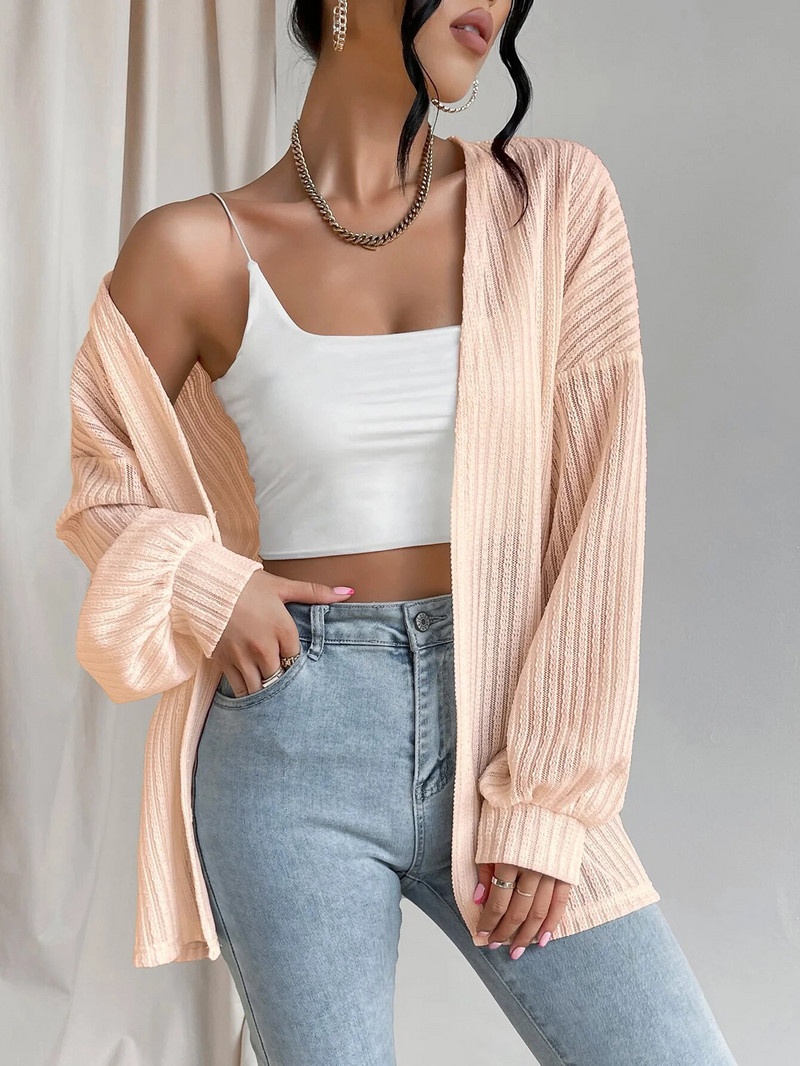 Naiste 2023. aasta sügistalv pikkade varrukatega, eest lahtine vabaaja kerge ja pehme kampsun, ülerõivad