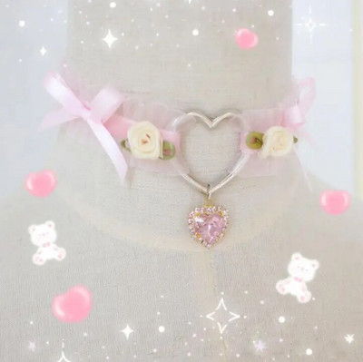 Gothic panku mežģīņu Heart Choker kaklarota sievietēm, meitenēm, kniedes eņģelis, spārna apkakle, kaklarota roka rotaslietas dāvanas ballīšu kaklarota